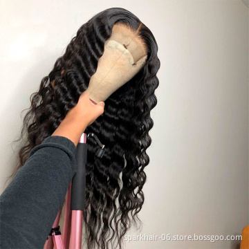 Cheap Wholesale Hair Wigs Human Lace Front Closure Deep Wave Full Virgin Brazilian Cuticle Aligned Lace Closure Human Hair Wig